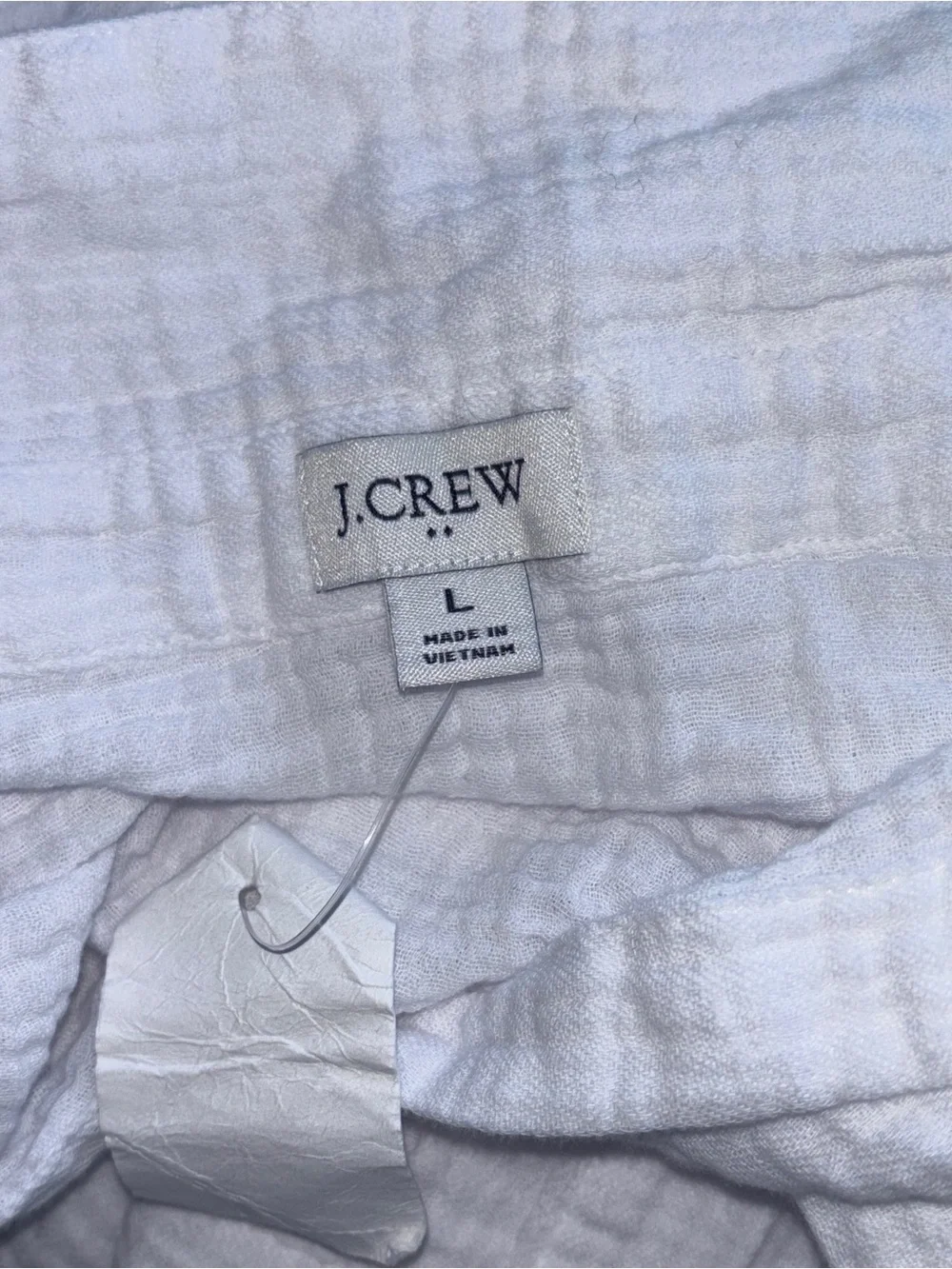 NWT J. Crew Button Gauze Tunic Beach Cover-Up Sz L 100% Cotton Coastal Vacation